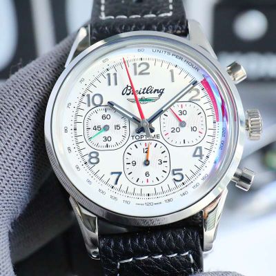 GM Factory Breitling Navitimer 42MM 904L Steel Sapphire Glass White Red Green Watch